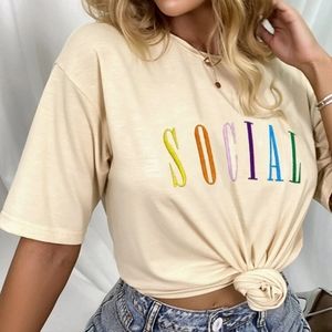 Shein Letter Graphic "SOCIAL" Drop Shoulder Tee